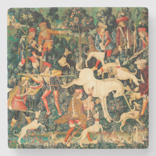 Unicorn Tapestries Defends Hunt  Stone Coaster