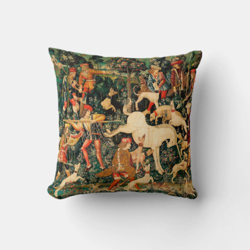 Unicorn Tapestries Defends Hunt  Throw Pillow