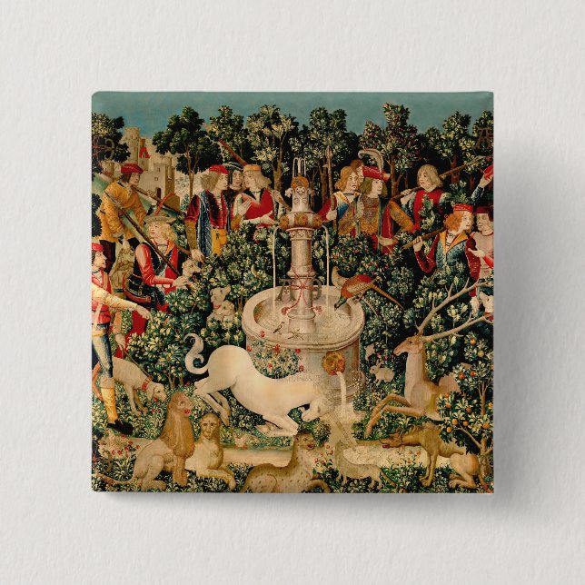 Unicorn Tapestries Found Legend Mythical Pinback Button (Front)