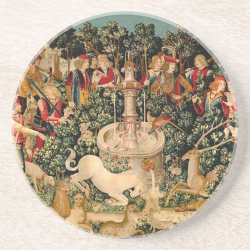 Unicorn Tapestries Found Legend Mythical Sandstone Coaster