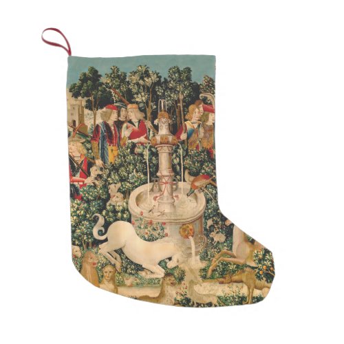 Unicorn Tapestries Found Legend Mythical Small Christmas Stocking