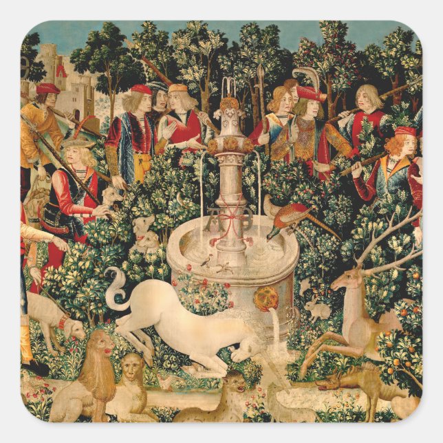 Unicorn Tapestries Found Legend Mythical Square Sticker (Front)