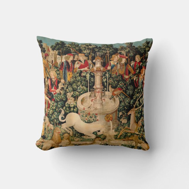 Unicorn Tapestries Found Legend Mythical Throw Pillow (Front)