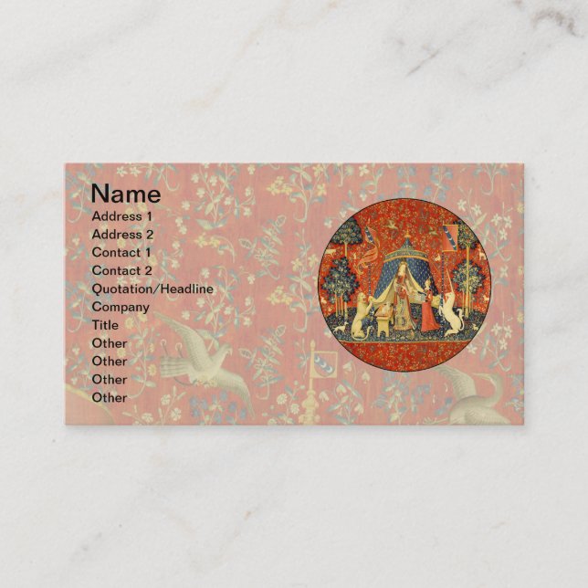 Unicorn Tapestries Lady Legend Medieval Business Card (Front)