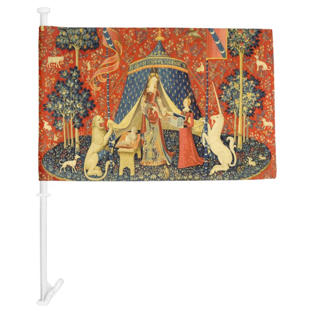 Unicorn Tapestries Lady Legend Medieval Car Flag (Front)