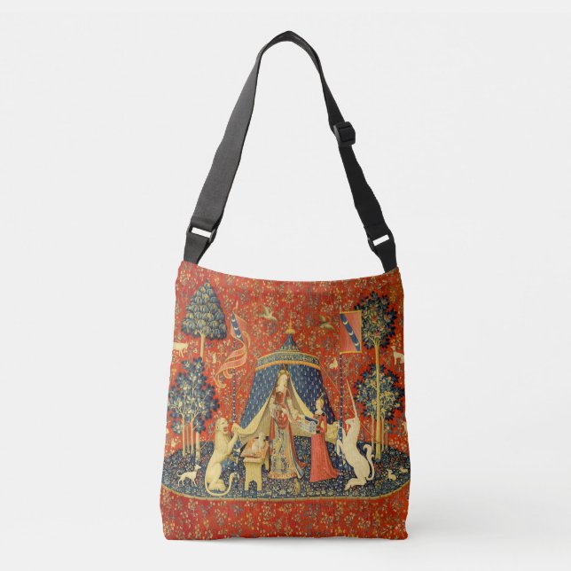 Unicorn Tapestries Lady Legend Medieval Crossbody Bag (Front)