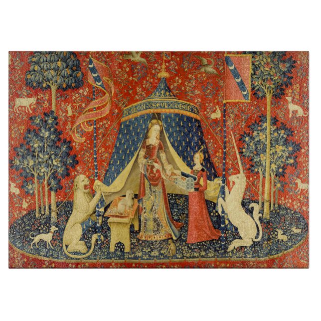 Unicorn Tapestries Lady Legend Medieval Cutting Board (Front)