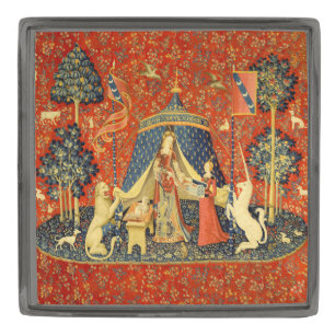 Unicorn Tapestries Lady Legend Medieval Gunmetal Finish Lapel Pin