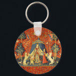 Unicorn Tapestries Lady Legend Medieval Keychain<br><div class="desc">The Lady and The unicorn, a medieval tapestry from around 1500, is one of a set of French tapestries, considered great works of art from the Middle Ages. This Lady and the Unicorn tapestry is a stunning image of a lady standing in a tent, with a unicorn on one side...</div>