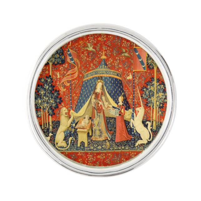 Unicorn Tapestries Lady Legend Medieval Lapel Pin (Front)