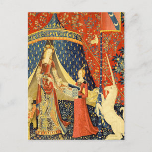 Unicorn Tapestries Lady Legend Medieval Postcard