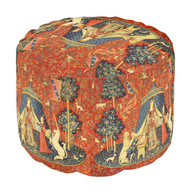 Unicorn Tapestries Lady Legend Medieval Pouf (Angled Front)