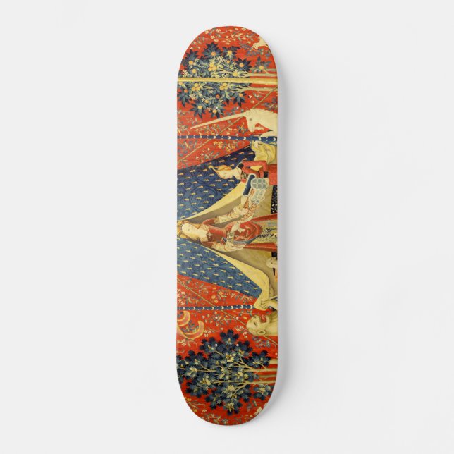Unicorn Tapestries Lady Legend Medieval Skateboard Deck (Front)