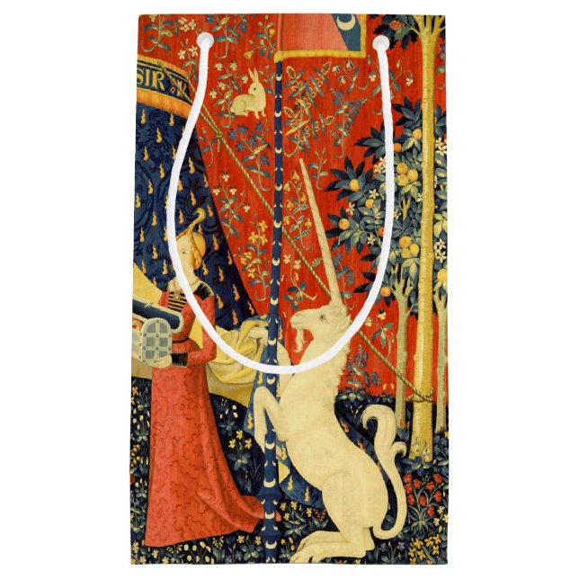 Unicorn Tapestries Lady Legend Medieval Small Gift Bag (Front)