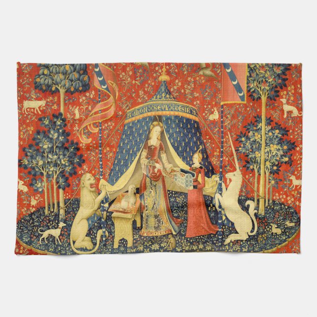 Unicorn Tapestries Lady Legend Medieval Towel (Horizontal)