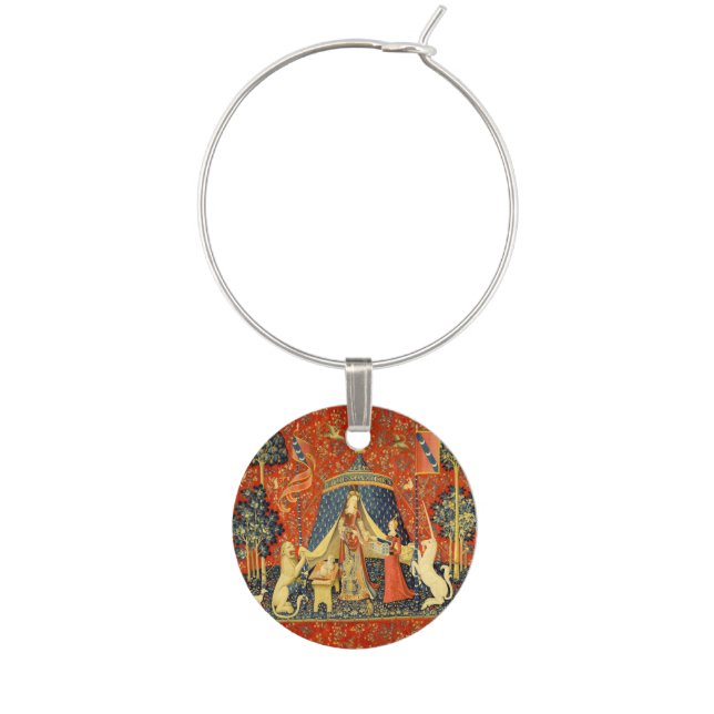Unicorn Tapestries Lady Legend Medieval Wine Charm (Front)