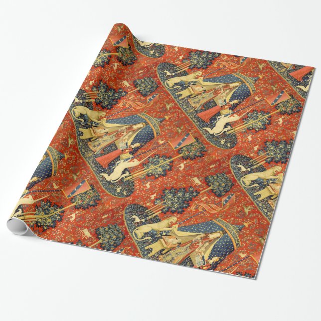 Unicorn Tapestries Lady Legend Medieval Wrapping Paper (Unrolled)