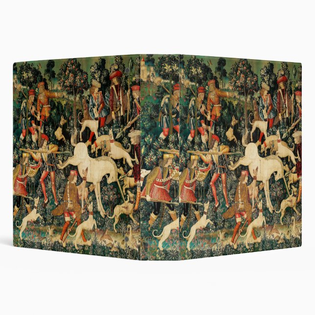 Unicorn Tapestries Medieval Classic Defends Hunt  3 Ring Binder (Background)