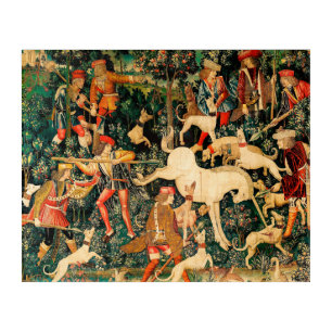 Unicorn Tapestries Medieval Classic Defends Hunt Acrylic Print