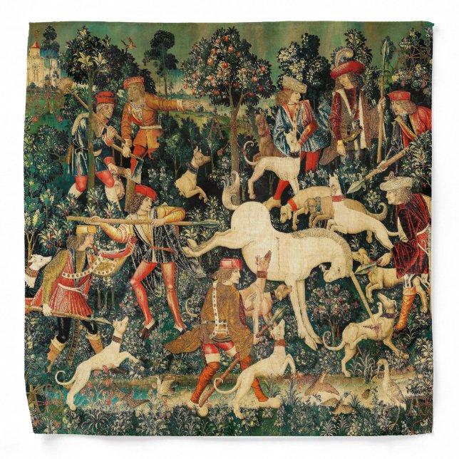 Unicorn Tapestries Medieval Classic Defends Hunt  Bandana (Front)