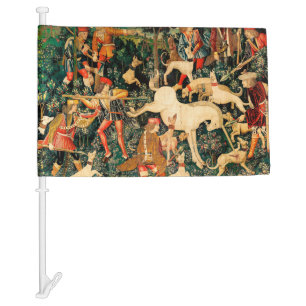 Unicorn Tapestries Medieval Classic Defends Hunt Car Flag