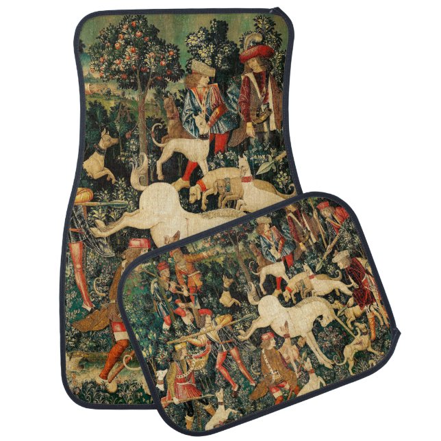 Unicorn Tapestries Medieval Classic Defends Hunt  Car Floor Mat (Set)