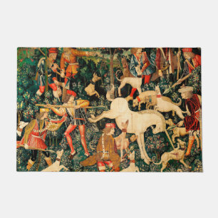 Unicorn Tapestries Medieval Classic Defends Hunt Doormat
