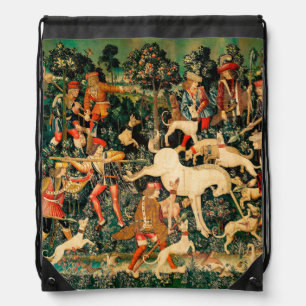 Unicorn Tapestries Medieval Classic Defends Hunt Drawstring Bag