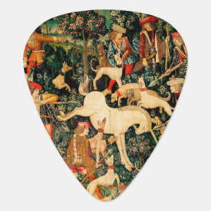 Unicorn Tapestries Medieval Classic Defends Hunt  Guitar Pick