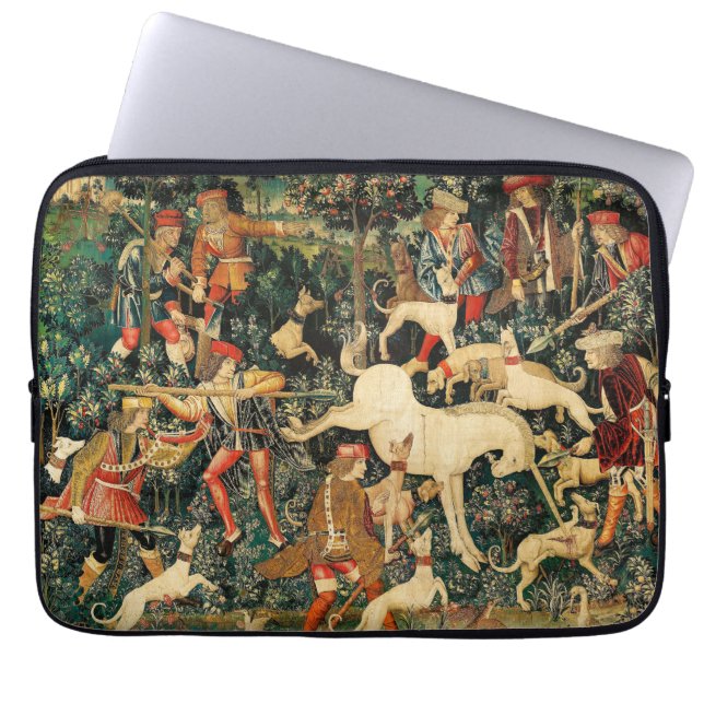 Unicorn Tapestries Medieval Classic Defends Hunt  Laptop Sleeve (Front)