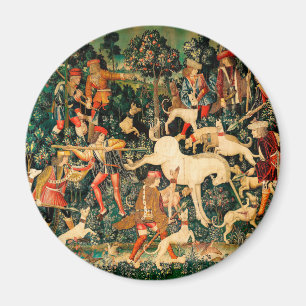 Unicorn Tapestries Medieval Classic Defends Hunt Magnet
