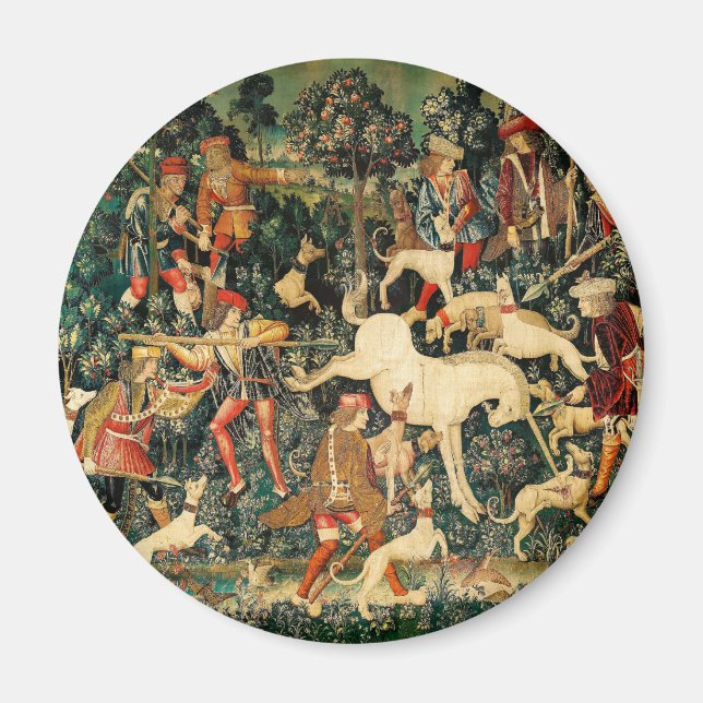 Unicorn Tapestries Medieval Classic Defends Hunt  Magnet (Front)