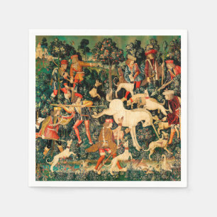 Unicorn Tapestries Medieval Classic Defends Hunt  Napkins