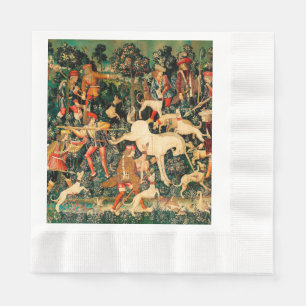 Unicorn Tapestries Medieval Classic Defends Hunt  Napkins