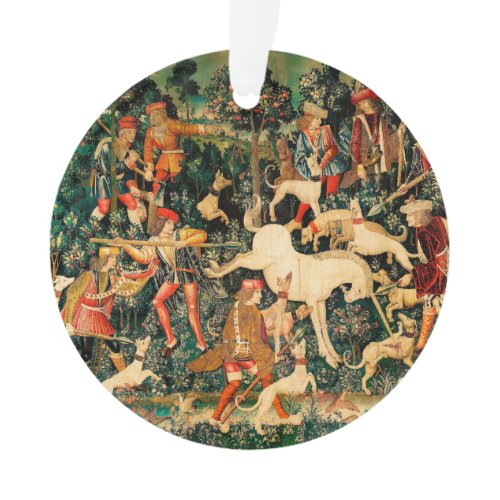 Unicorn Tapestries Medieval Classic Defends Hunt  Ornament