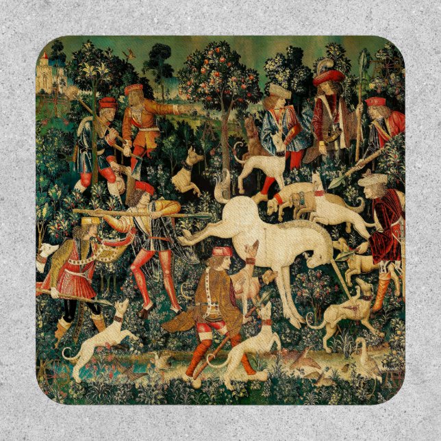 Unicorn Tapestries Medieval Classic Defends Hunt  Patch (Front)