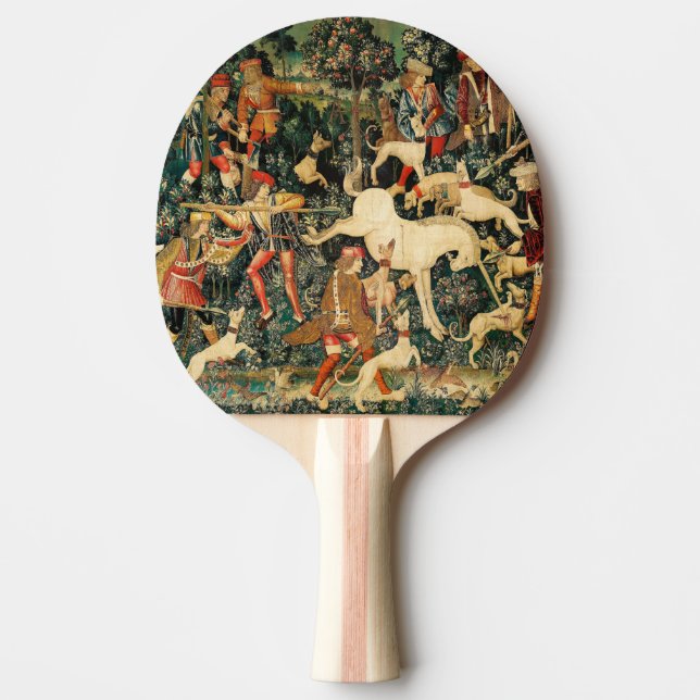 Unicorn Tapestries Medieval Classic Defends Hunt  Ping Pong Paddle (Front)