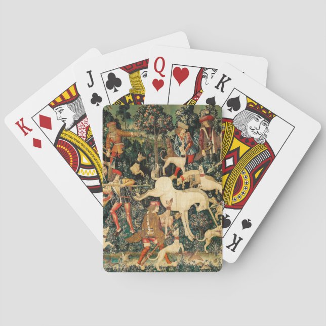 Unicorn Tapestries Medieval Classic Defends Hunt  Poker Cards (Back)