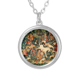 Unicorn Tapestries Medieval Classic Defends Hunt Silver Plated Necklace