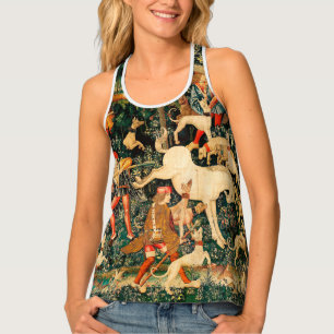 Unicorn Tapestries Medieval Classic Defends Hunt Tank Top