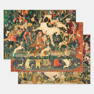Unicorn Tapestries Medieval Classic Defends Hunt  Wrapping Paper Sheets