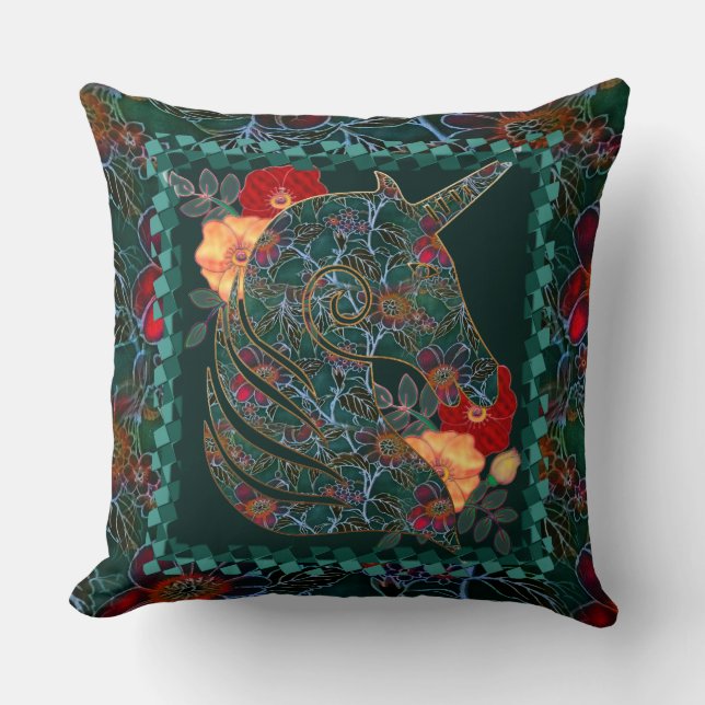 Unicorn Tapestry Throw Pillow (Front)