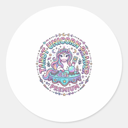 Unicorn Tarot Unicorn Reader Premium Funny Print o Classic Round Sticker