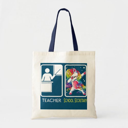 Unicorn Teaccher School Secretary Teacher Back To Tote Bag