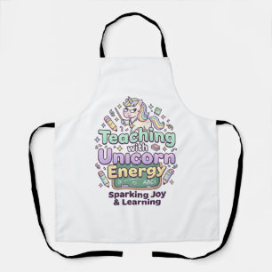 Unicorn Teaching with Unicorn Energy Bold Typograp Apron