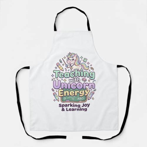 Unicorn Teaching with Unicorn Energy Bold Typograp Apron