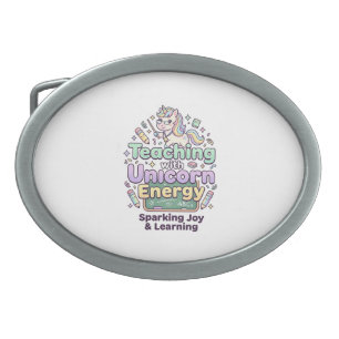 Unicorn Teaching with Unicorn Energy Bold Typograp Belt Buckle