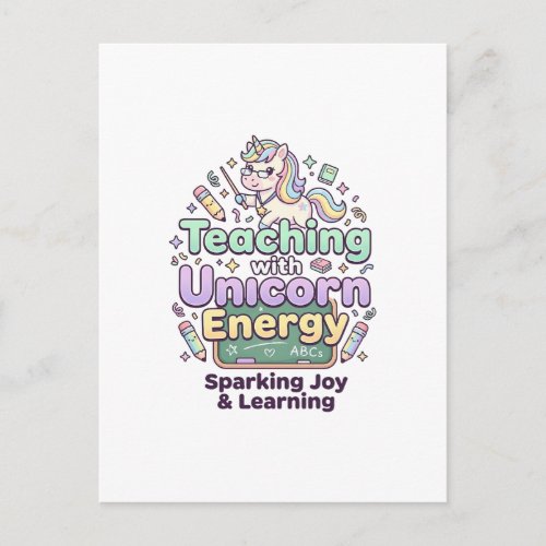 Unicorn Teaching with Unicorn Energy Bold Typograp Postcard
