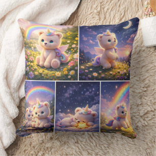 Unicorn teddy cushion/luxury nursery decor throw pillow