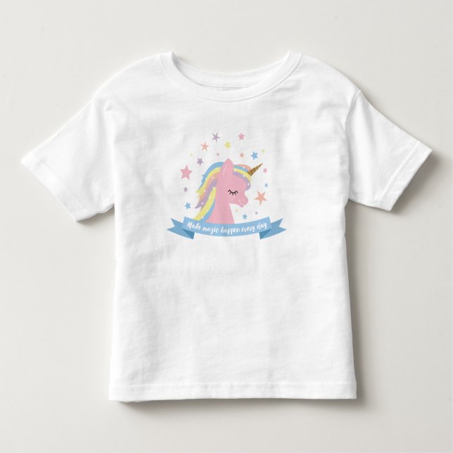 Unicorn tee shirt - "make magic happen every day" (Front)